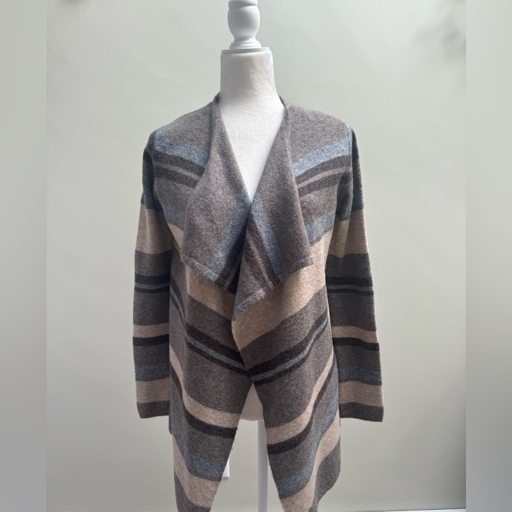 Striped Open Front Cardigan Sweater